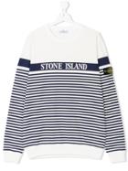 Stone Island Junior Teen Striped Logo Sweatshirt - Blue