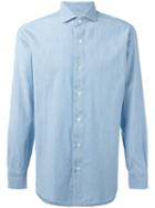 Barba Slim-fit Denim Shirt, Men's, Size: 40, Blue, Cotton