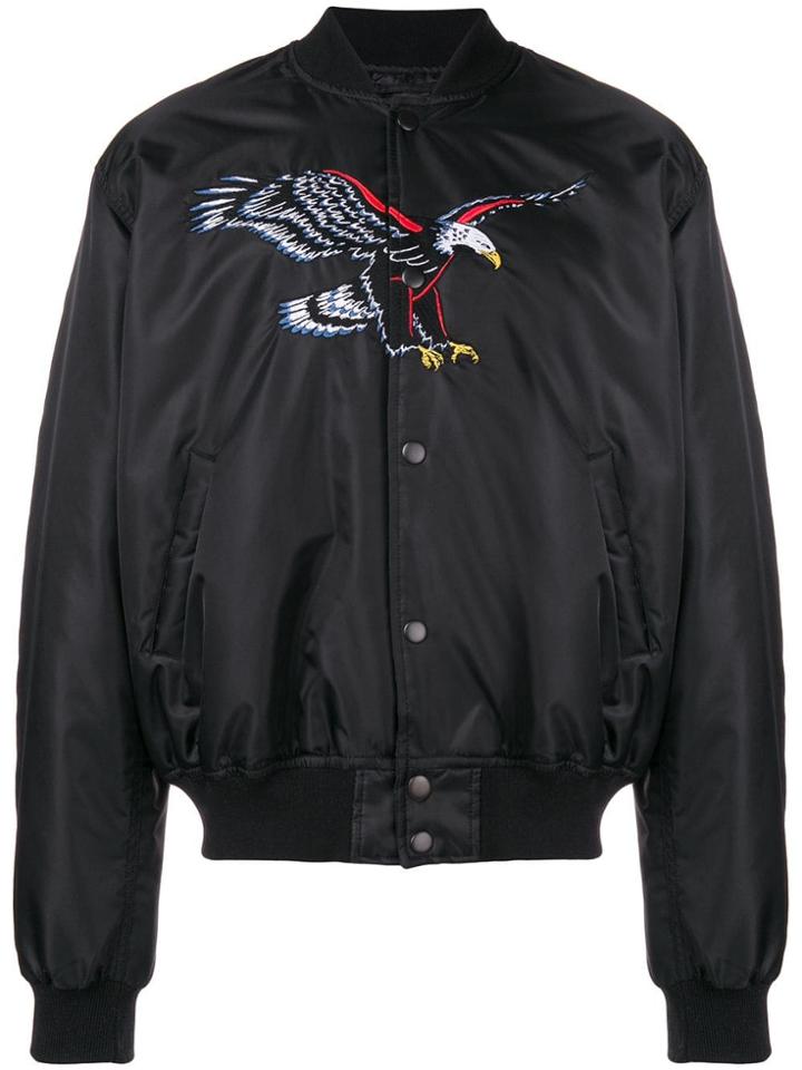 Sss World Corp Embroidered Bird Bomber Jacket - Black