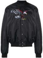 Sss World Corp Embroidered Bird Bomber Jacket - Black