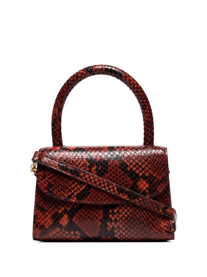 By Far Mini Snake-effect Cross-body Bag - Red