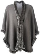 N.peal Furry Trim Cardigan, Women's, Brown, Rabbit Fur/cashmere
