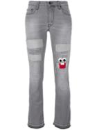+people Face Patch Bootcut Jeans, Women's, Size: 25, Grey, Cotton/spandex/elastane
