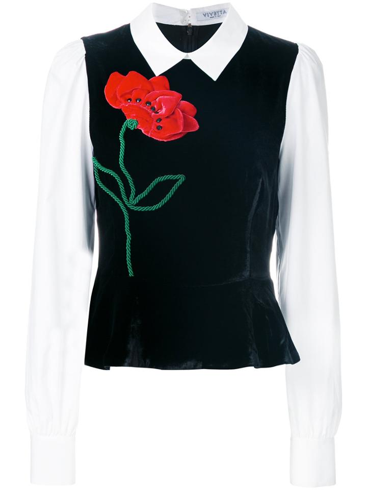Vivetta Floral Detail Blouse - Black
