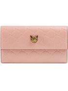 Gucci Gucci Signature Continental Wallet With Cat - Pink