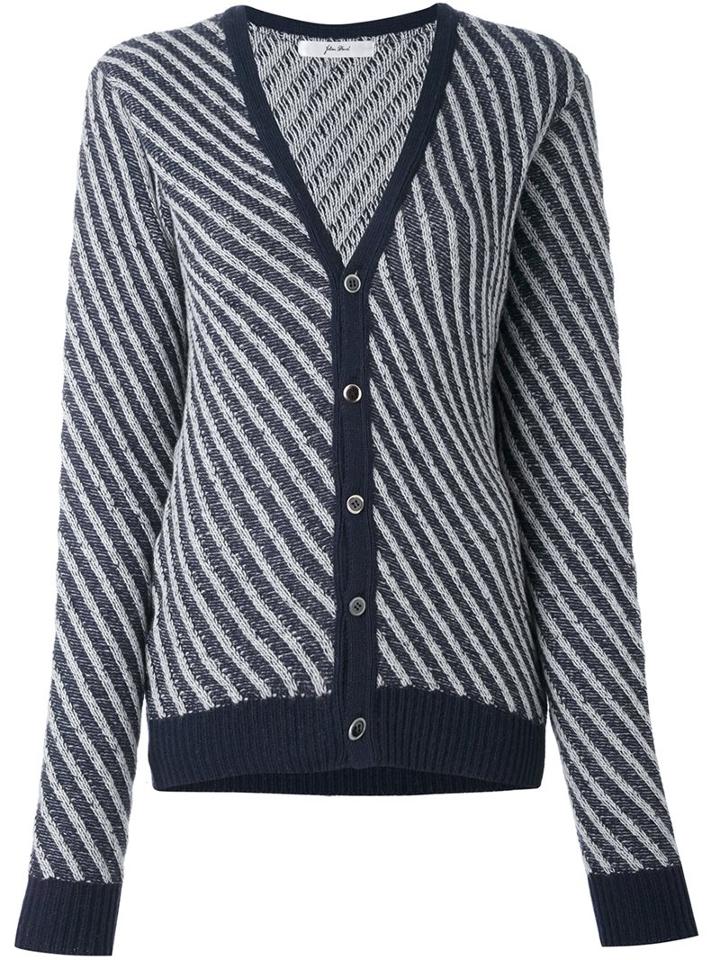 Julien David Striped Cardigan, Women's, Size: Small, Blue, Wool