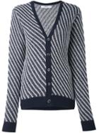 Julien David Striped Cardigan, Women's, Size: Small, Blue, Wool