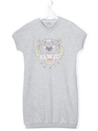 Kenzo Kids Logo Print T-shirt Dress, Girl's, Size: 14 Yrs, Grey