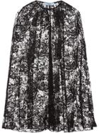 Prada Peony Motif Lace Cape - Black