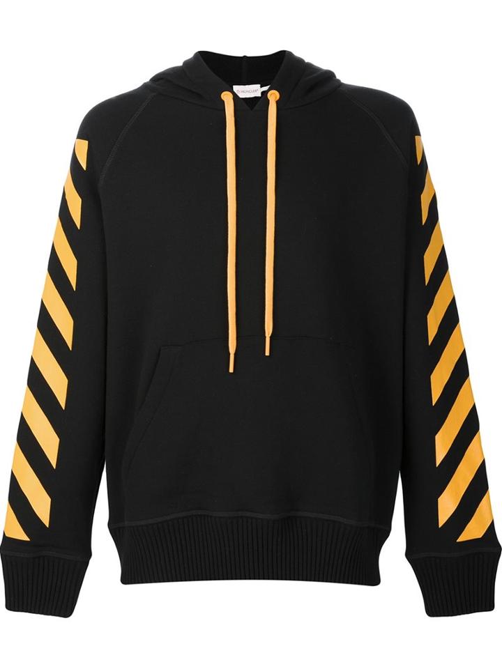 Moncler X Off-white Signature Stripe Hoodie, Men's, Size: Xl, Black, Cotton