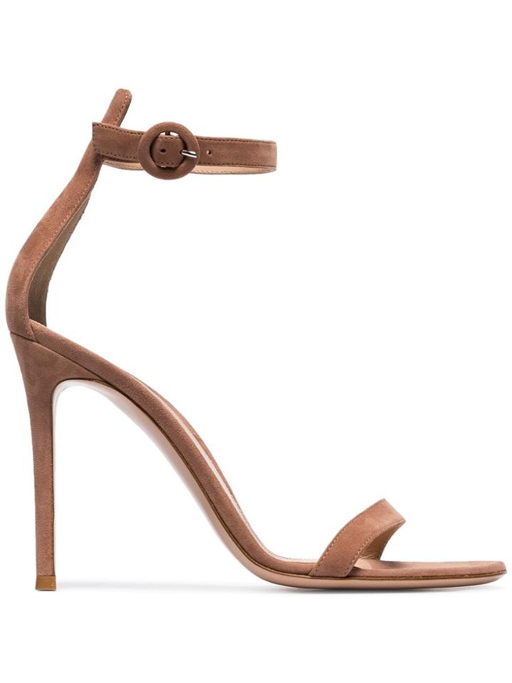 Gianvito Rossi Neutral Portofino 105 Suede Sandals - Neutrals
