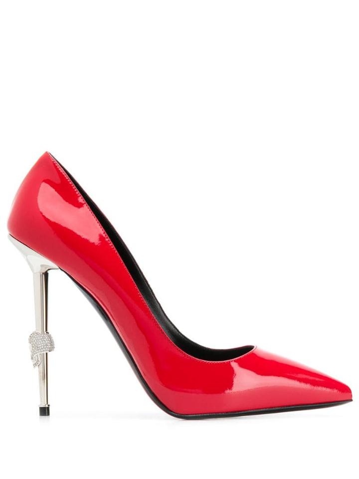Philipp Plein Decollete Skull High Heels - Red