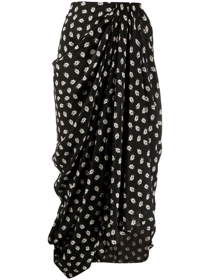 Isabel Marant Floral Print Midi Skirt - Black