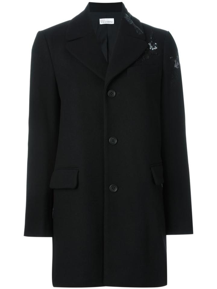 Red Valentino Single Breasted Coat, Women's, Size: 40, Black, Polyamide/polyester/acetate/wool