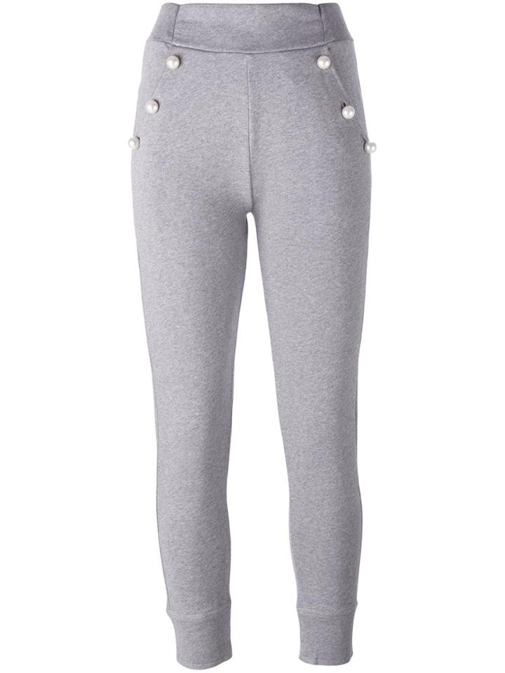 Boutique Moschino 'pearl' Buttons Track Pants - Grey
