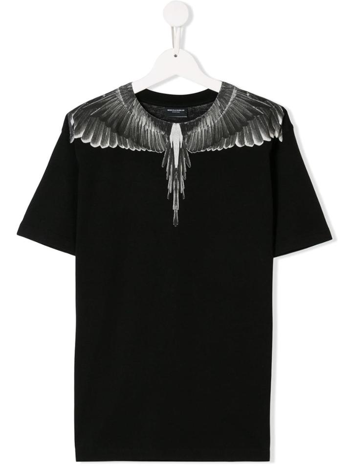 Marcelo Burlon County Of Milan Kids Teen Wings Print T-shirt - Black