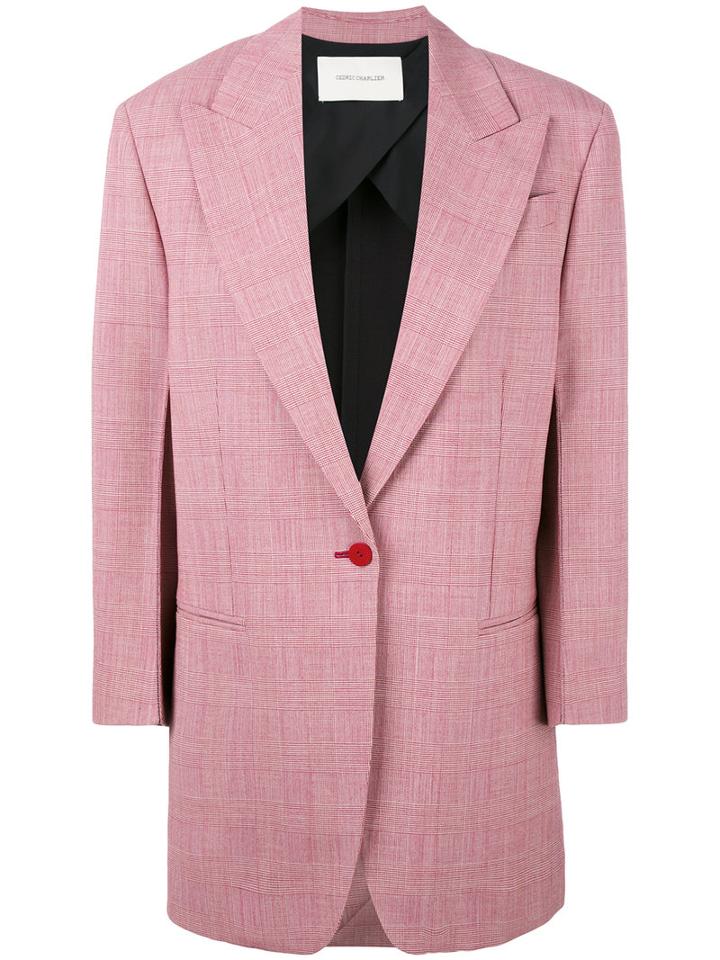 Cédric Charlier Textured Blazer, Women's, Size: Medium, Red, Other Fibers/virgin Wool/acetate/rayon