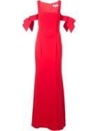 Badgley Mischka Off-shoulders Detailing Dress, Women's, Size: 8, Red, Polyester/spandex/elastane