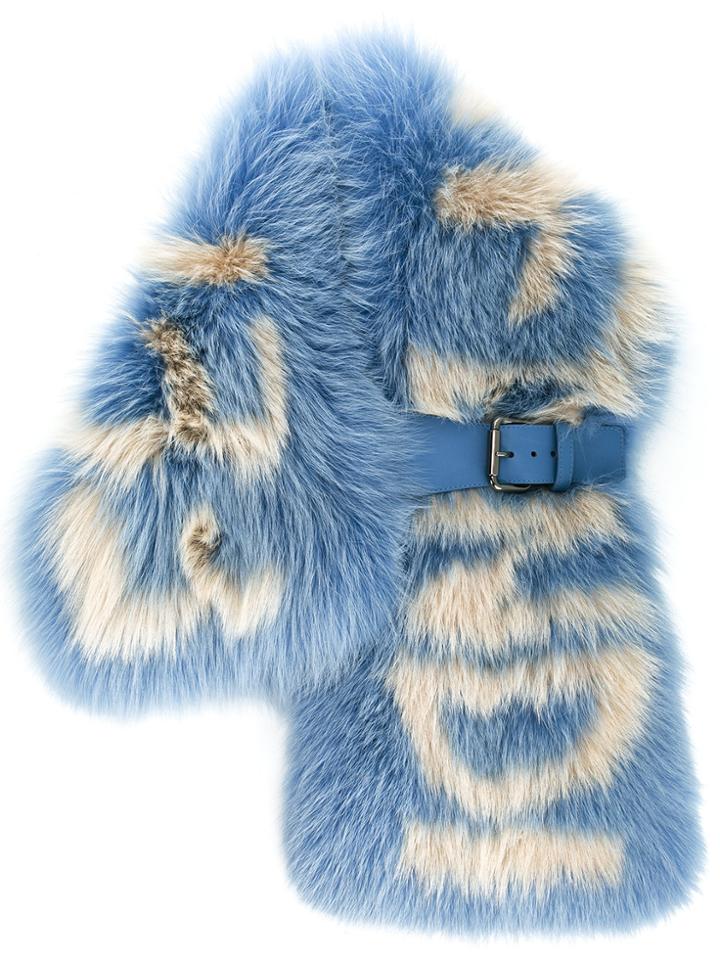 Fendi Contrasting Collar With Logo - Blue