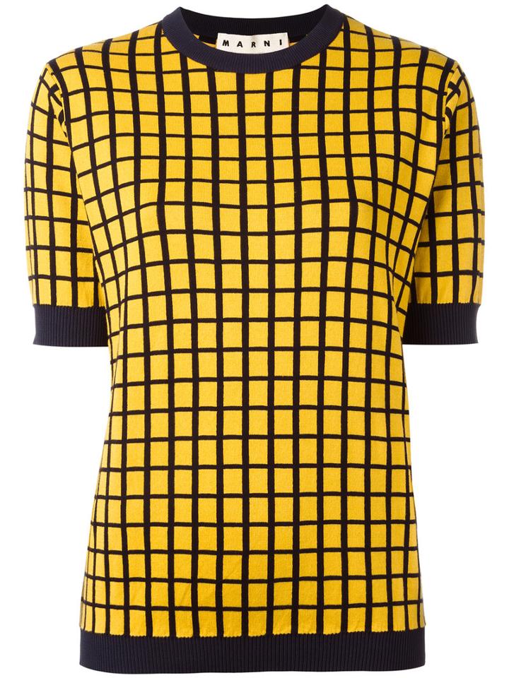 Marni Check Pattern Knitted Top, Men's, Size: 46, Yellow/orange, Cotton/polyamide