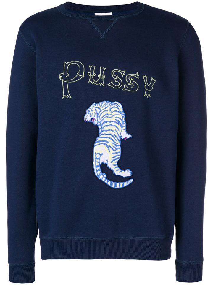 Soulland Tiger Embroidered Sweatshirt - Blue