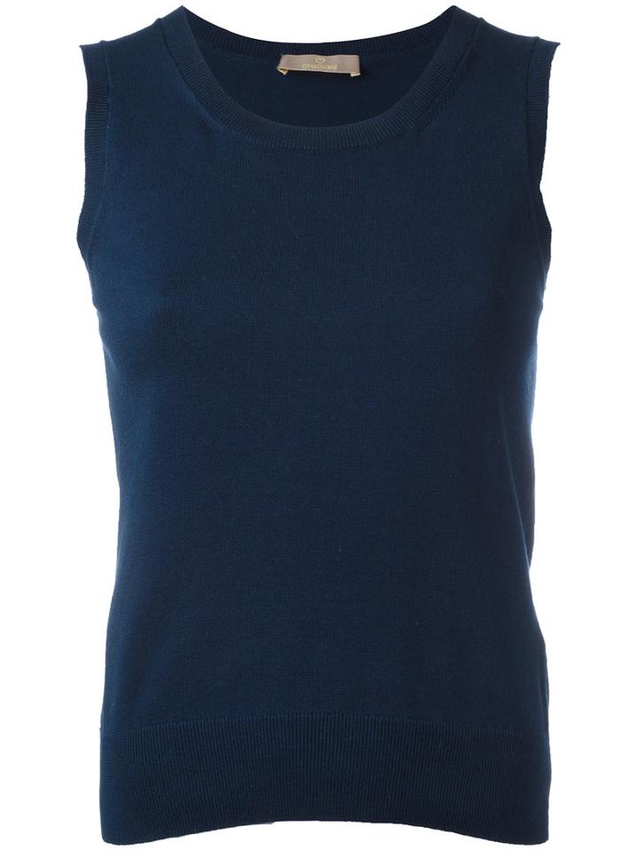 Cruciani Fitted Tank Top, Women's, Size: 42, Blue, Cotton/spandex/elastane