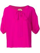 No21 Tied-neck Blouse - Pink & Purple