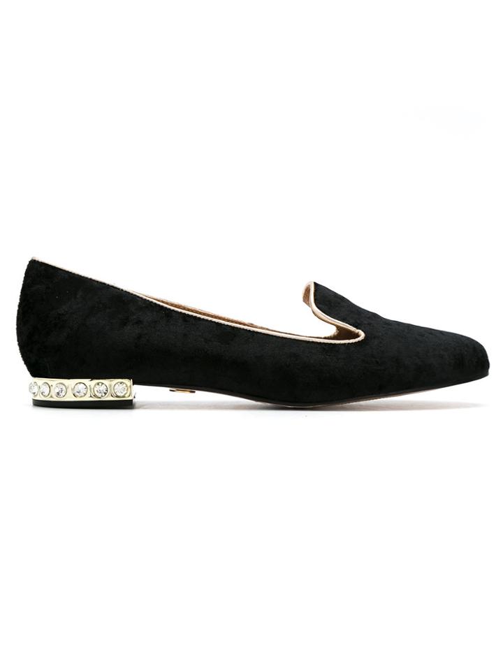 Andrea Bogosian Velvet Ballerinas - Black