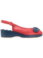 Marni Vintage Peep Toe Slingback Pumps - Red