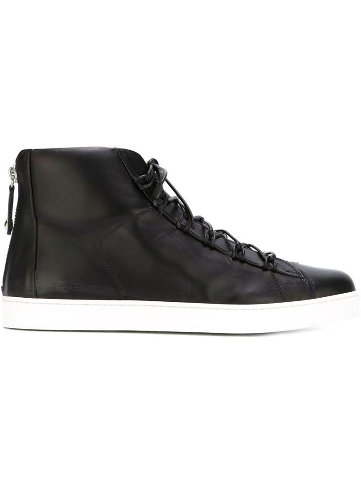 Gianvito Rossi Classic Hi-top Sneakers, Men's, Size: 42, Black, Leather/rubber