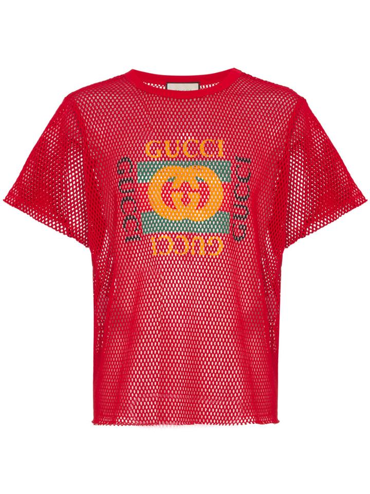 Gucci Gg Logo Print T-shirt - Red