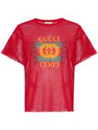 Gucci Gg Logo Print T-shirt - Red