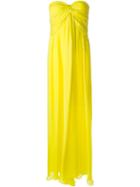 Msgm Gathered Strapless Gown, Women's, Size: 46, Yellow/orange, Silk