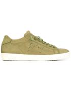 Leather Crown Lace-up Sneakers, Men's, Size: 44, Green, Nubuck Leather/leather/cotton/rubber