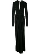 Saint Laurent - Plunging Neck Evening Gown - Women - Silk/acetate/viscose - 36, Black, Silk/acetate/viscose