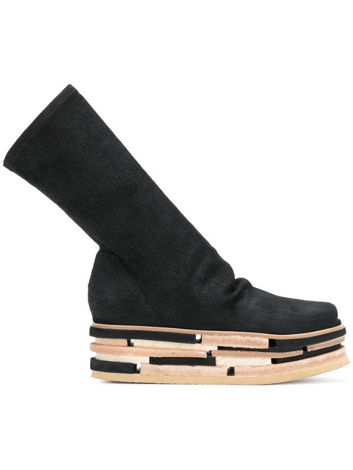 Rick Owens Stacked Platform High Ankle Boots - Black