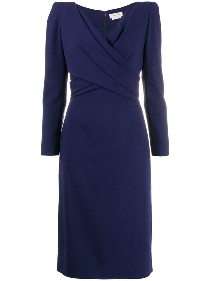 Alexander Mcqueen Draped Mid-length Dress - Blue