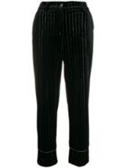 Liu Jo Cropped Striped Trousers - Black