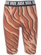 Just Cavalli Logo Print Waistband Cycling Shorts - Brown