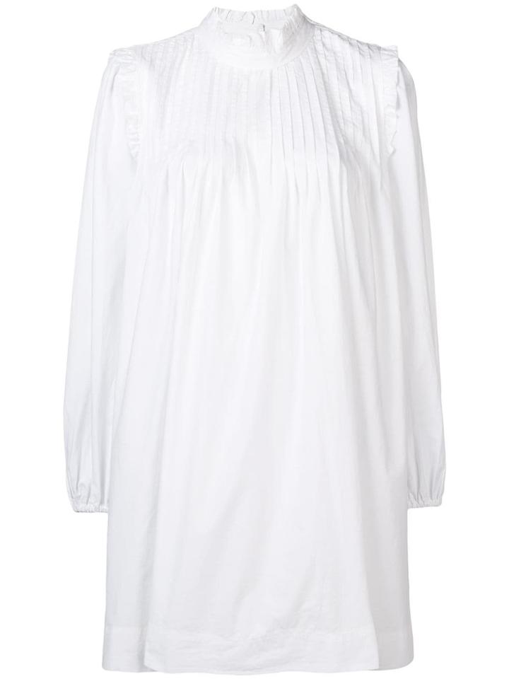 Ganni Frill Neck Shift Dress - White