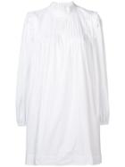 Ganni Frill Neck Shift Dress - White