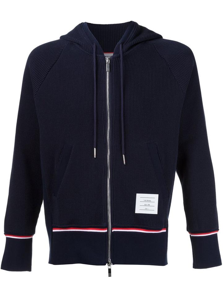 Thom Browne Waffle Hoodie, Men's, Size: Iii, Blue, Cotton
