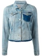 Calvin Klein Jeans Raw Hem Denim Jacket, Women's, Size: Large, Blue, Cotton
