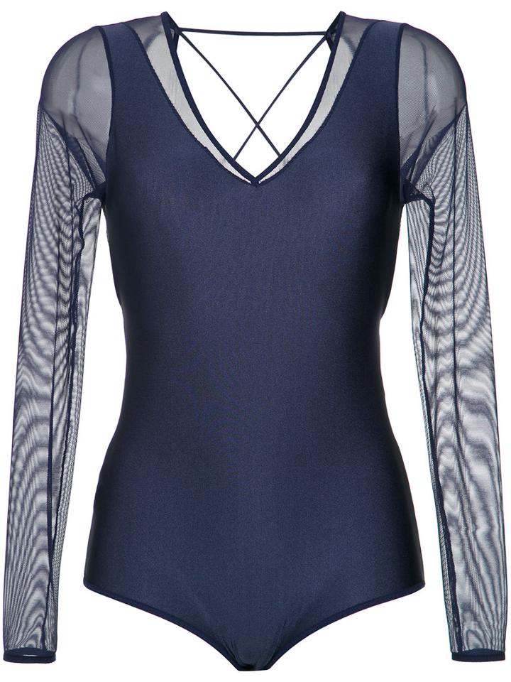 Giuliana Romanno - Long Sleeves Body - Women - Polyamide/spandex/elastane - M, Blue, Polyamide/spandex/elastane