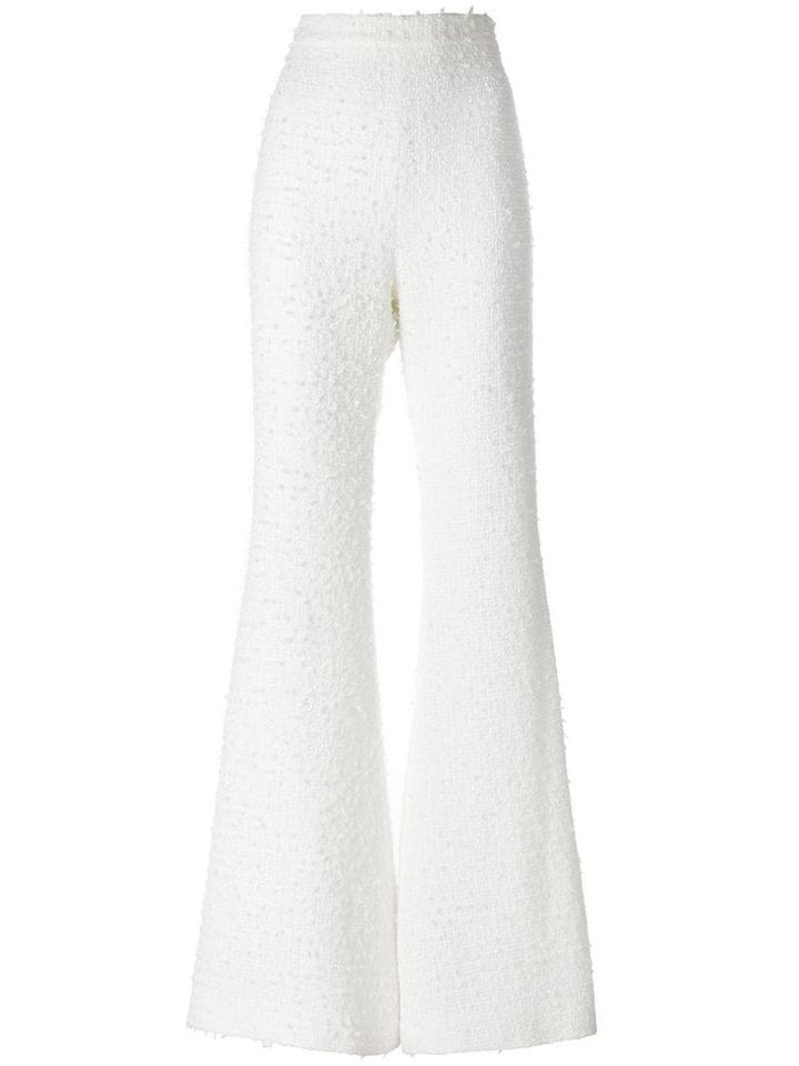 Balmain Bouclé Tweed Flared Trousers - White
