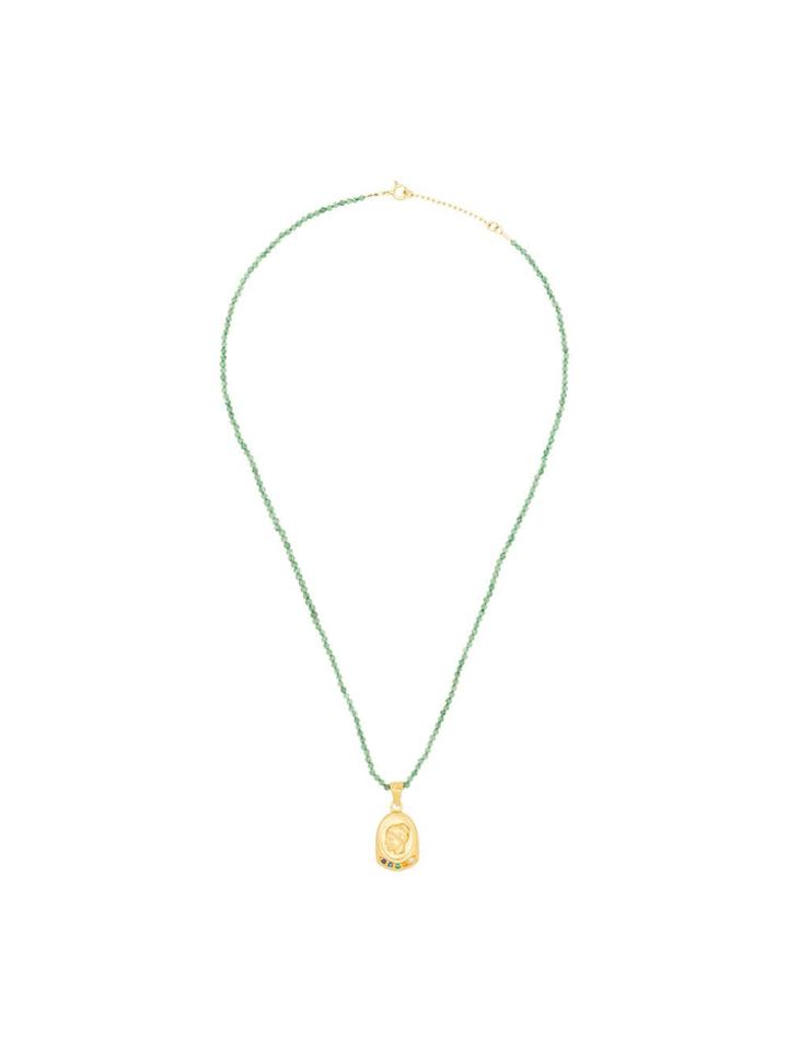 Hermina Athens Green Charm Emerald Crystal Chain Necklace