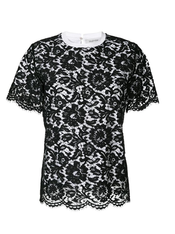 Valentino Lace Detail T-shirt - Black