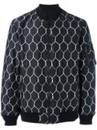 Undercover Printed Bomber Jacket, Men's, Size: 3, Black, Silk/cotton/polyester