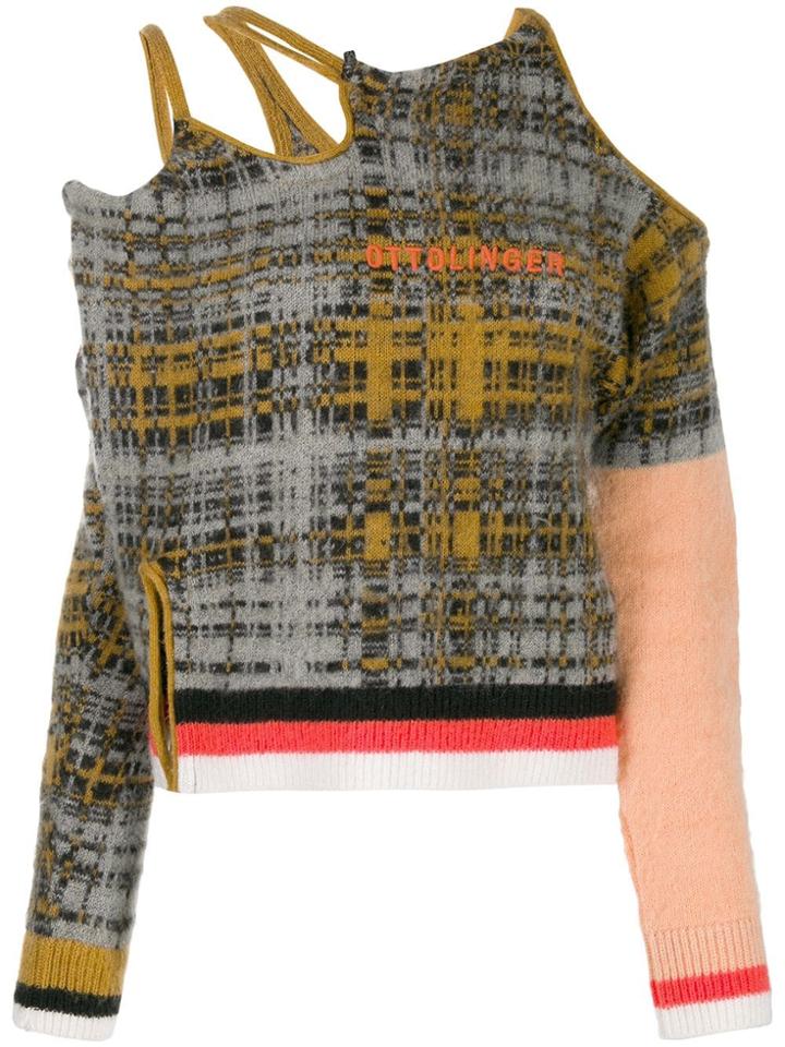 Ottolinger Cutout Checked Jumper - Grey