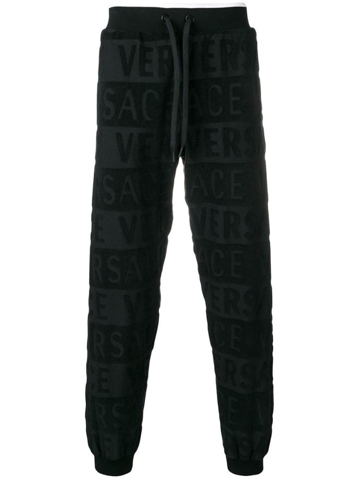 Versace Textured Logo Track Pants - Black